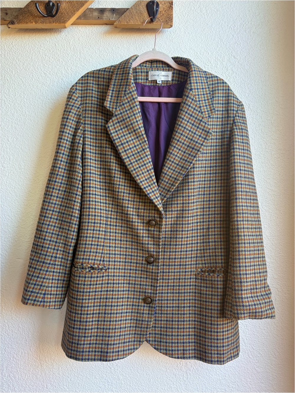 Vintage 90s Brown and Blue Plaid Blazer 12